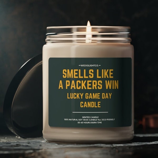 Smells Like A Packers win | Unique Football Candle Gift | NFL Fan Gift | Sport Themed Candle | Green Bay Packers Decor Candle