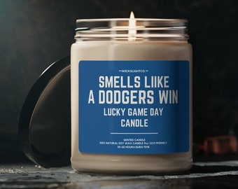 Smells Like Dodgers Win Candle | Unique Baseball Candle Gift | MLB Fan Gift | Sport Themed Candle | Los Angeles Dodgers Decor Candle