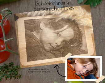 Personalized breakfast board with photo, - wooden board, - cutting board, - personalized board, - laser engraving