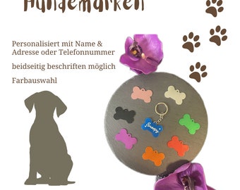 Hundemarke - Tiermarke - personalisierte Hundemarke - Schlüsselanhänger Knochen - Hundeknochen Marke