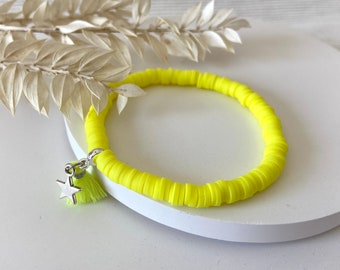 Armband Neon Gelb | Katsuki Perlen | Perlenarmband | Quaste | Anhänger Stern