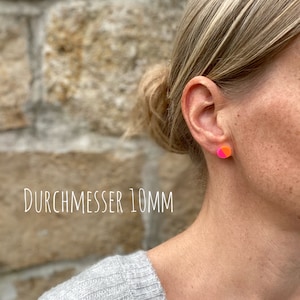 Runde Ohrstecker Neon Neonpink Neonorange zweifarbige Ohrringe Pink Orange Bild 5