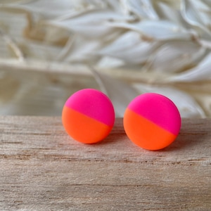 Neon Ohrringe, Ohrstecker Pink Orange