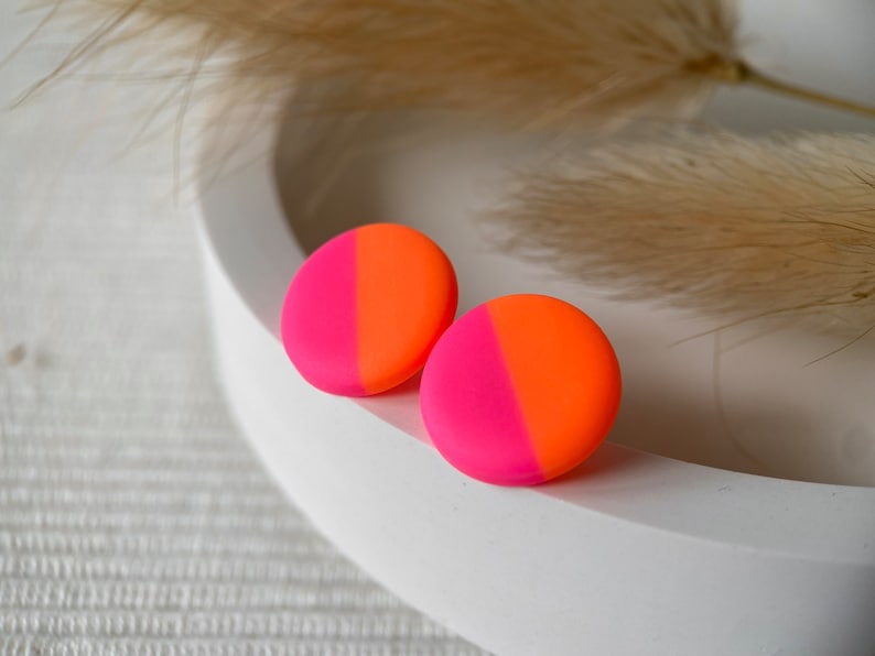 Ohrringe, Ohrstecker in Neonpink & Neonorange