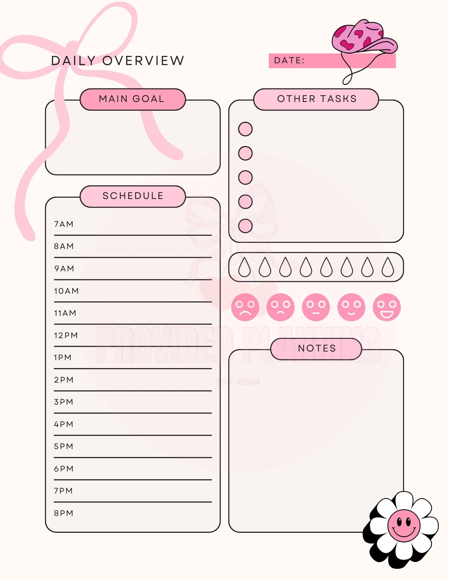 Cute Aesthetic Daily Planner | Digital and Printable Planner | Hourly ...