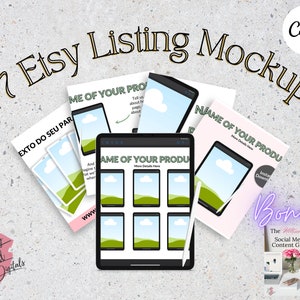 Etsy Listing Mockup PLR| Canva Templates | Etsy Marketing | Planner Template | Planner Pages Mockup | Mockups For Digital Products PLR