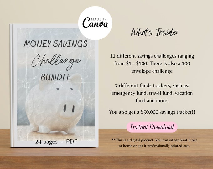 Money Saving Challenge Bundle PLR - Savings Goals and Expense Tracker