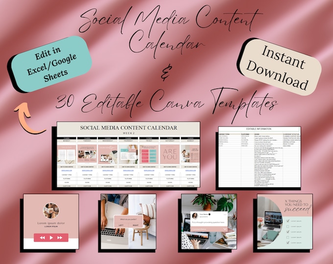Content Planner | Monthly Social Media Planner | Editable Social Media Planner | Story | Realtor Canva | Engaging Captions |Editable