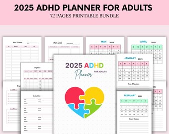2025 ADHD Planner for Adults: Goal Setting, Daily Organization (Printable PDF)