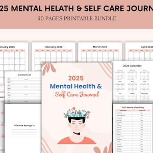 2025 Mental Health Journal: Self-Care & Wellness Planner (Printable Digital Download)