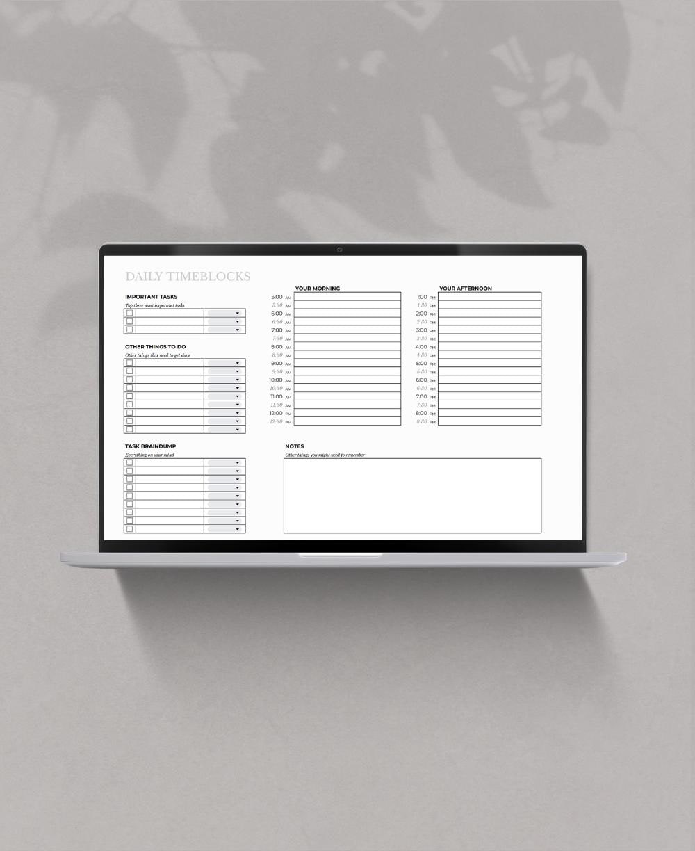 Timeblock Google Sheet: Digital Planner Template (digital Download) - Etsy