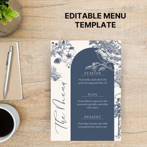 Szablon menu botanicznego w stylu vintage | Eleganckie menu wydarzeń Canva | Dostosowywalny projekt do druku na wesela i specjalne okazje