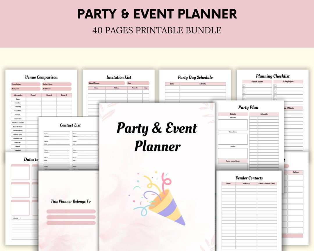 Party & Event Planner - Planning Checklist -expenses Tracker -event ...