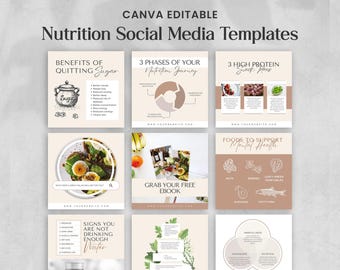 Näringsmallar för Canva: Redigerbara inlägg på sociala medier