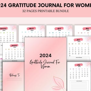 Diario de gratitud 2024 - Diario de gratitud para mujeres - Diario de atención plena - Diario de cuidado personal - Diario de gratitud imprimible - Descarga instantánea