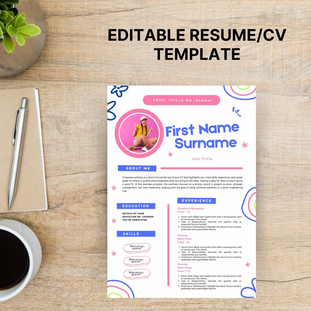 Playful Colourful CV Template Fun Canva Resume for Students Playful Colourful CV Template Fun Canva Resume for Students
