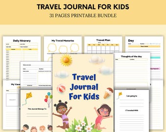 Resedagbok för barn: Utskrivbar äventyrsdagbok med packlista (direkt nedladdning)