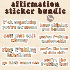 Sarcastic Affirmation Printable Sticker Bundle, PNG Digital Stickers, Motivational Positive Quotes, Print & Cut Stickers, Die Cut Stickers