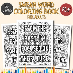 Printable Mandala Swear Word Coloring Book for Adults | 30 Funny & Sassy Digital Coloring Pages for Stress Relief | Hilarious Cursing Quotes