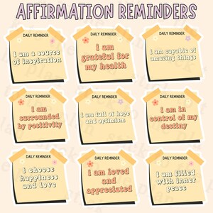 9 Affirmation Reminders Printable Sticker Bundle, Inspirational Digital Stickers, Motivational Quotes, Print & Cut Sticker Pack, PNG Sticker