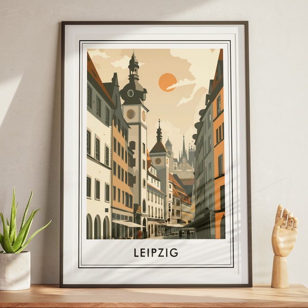 Leipzig Travel Poster: Stylish Vector Style Art Digital Download - Ideal for Home and Office Decor