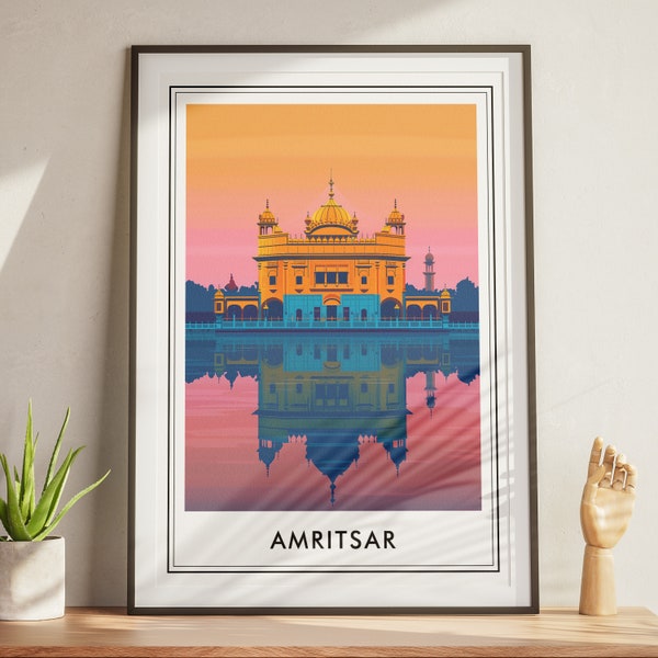 Amritsar Travel Poster: Stylish Vector Style Art Digital Download - Ideal for Home and Office Decor