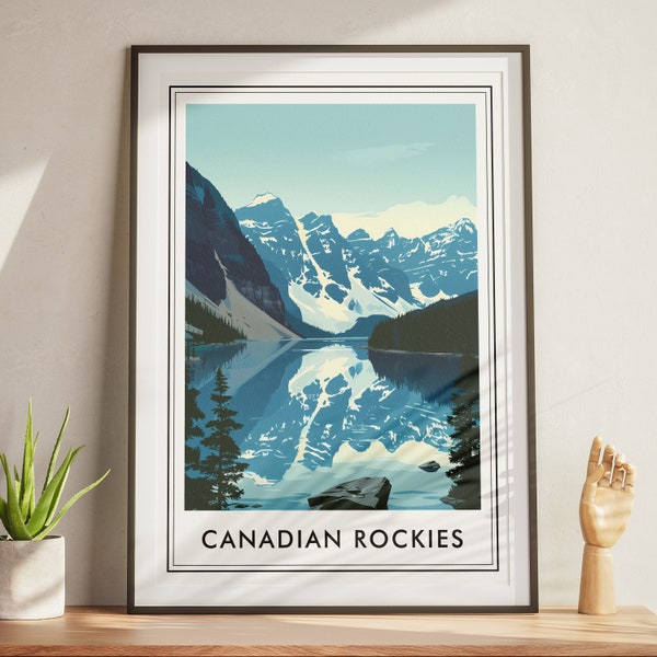 Canadian Rockies Travel Poster: Stylish Vector Style Art Digital Download - Ideal for Home and Office Decor