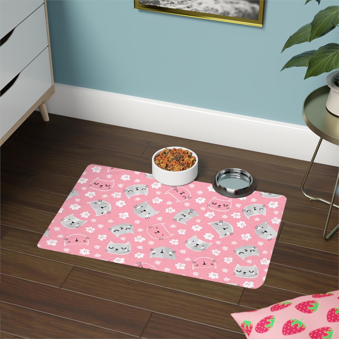 Sweet Cat Themed Pet Food Mat | Pet Feeding Mat | Cat Lover Gift ...