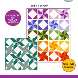 PDF Pinwheel Quilt Pattern: Baby, Throw Sizes