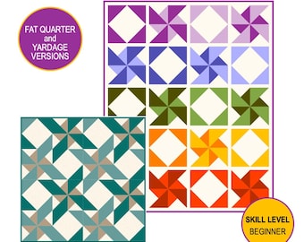 PDF Pinwheel Quilt Pattern: Baby, Throw Sizes