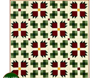 Holly Beary - Bear Paw and Holly Berry Quilt Pattern (Printed Booklet)