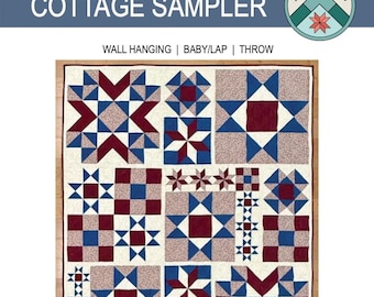 PDF Cottage Sampler Quilt Pattern - Wall Hanging, Baby/Lap, and Throw Sizes