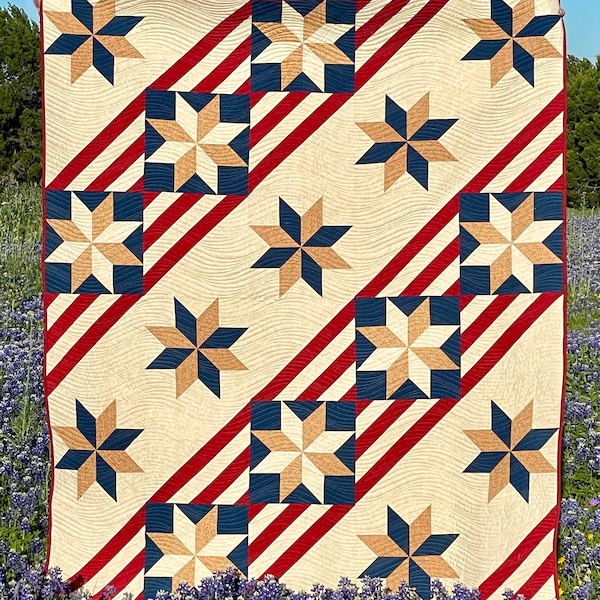 PDF Fifty Nifty Patriotic Quilt Pattern - Summer Picnic, Parade, Fireworks Quilt - Sewing Project