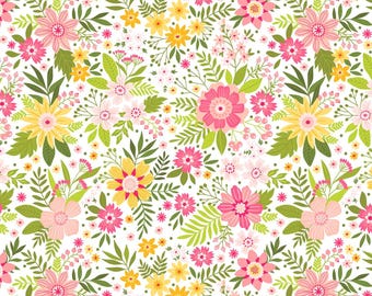 Benartex 'Among the Wildflowers' 108" Extra Wide Quilt Back Fabric in Daybreak Coral