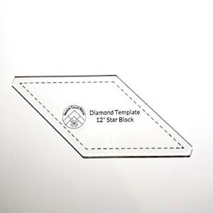 May include: A clear plastic diamond template for quilting, labeled "Diamond Template 12" Star Block" with a logo for "Shadow Valley Designs".