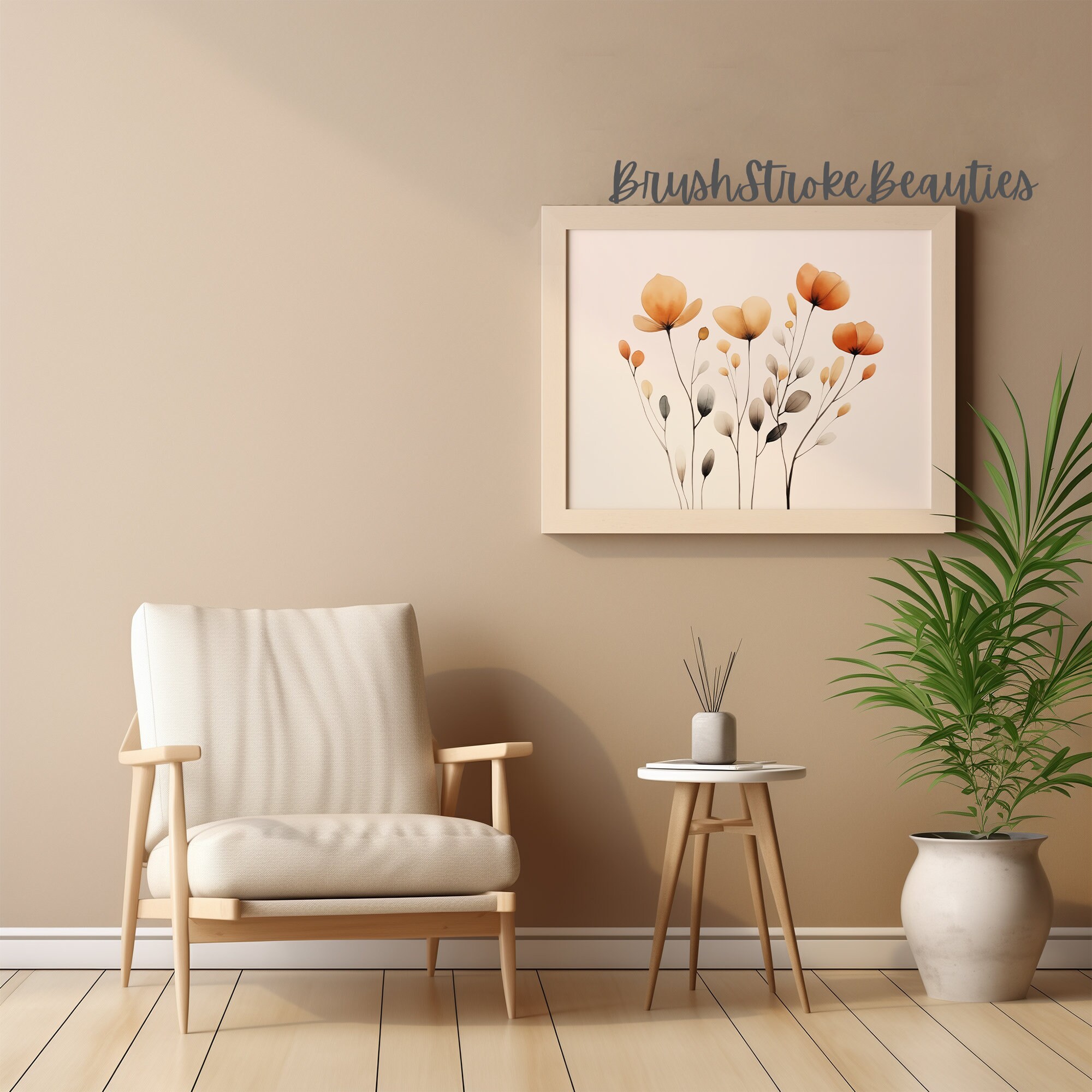 Printable Minimalist Autumn Leaves Art, Watercolor Autumn Leaves ...
