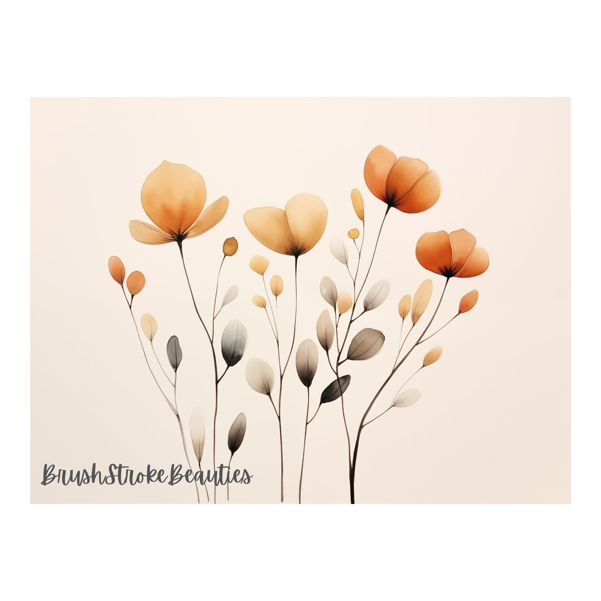 Printable Minimalist Autumn Leaves Art, Watercolor Autumn Leaves ...
