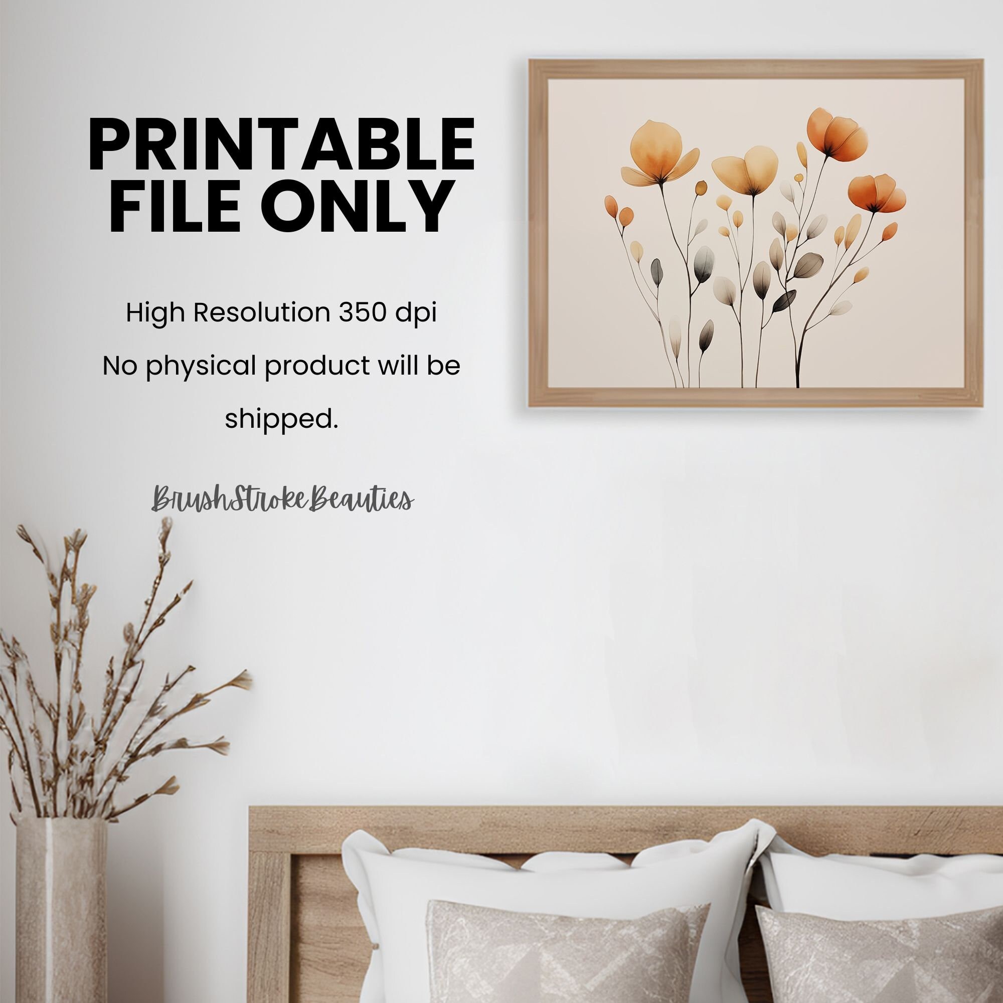 Printable Minimalist Autumn Leaves Art, Watercolor Autumn Leaves ...