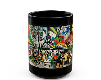 Cubism art - summer night in Paris 06 Black Mug (11oz, 15oz) perfect present for preppy people, gift for house warming party.