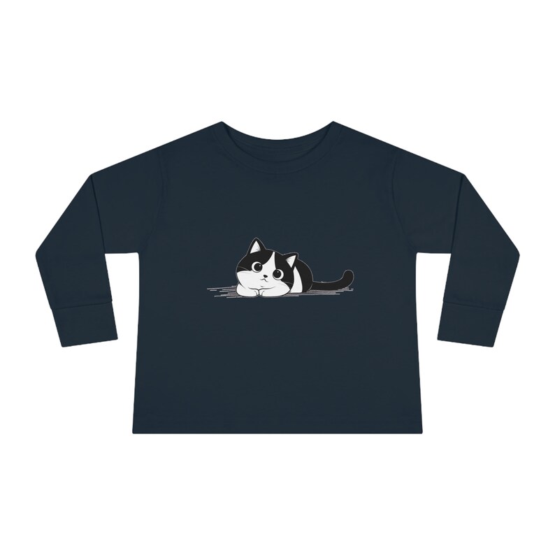 Toddler up to 5-6 YO Long Sleeve T-shirt Friendly cute cat perfect for presents, a gift for kids, cats lovers, many colors zdjęcie 5