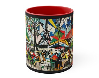 Cubism art - summer night in Paris 06A mug 11 oz, perfect present for art lovers, gift for house warming party.