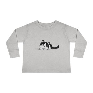 Toddler up to 5-6 YO Long Sleeve T-shirt Friendly cute cat perfect for presents, a gift for kids, cats lovers, many colors zdjęcie 3
