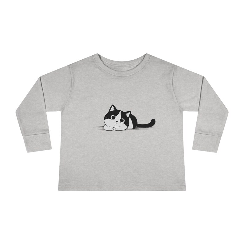 Toddler up to 5-6 YO Long Sleeve T-shirt Friendly cute cat perfect for presents, a gift for kids, cats lovers, many colors zdjęcie 3