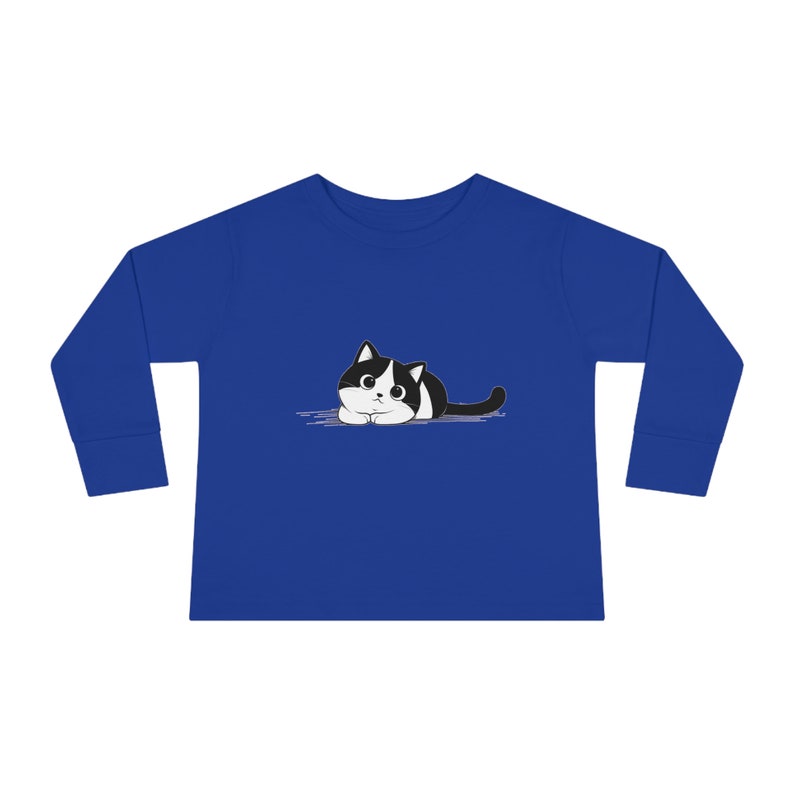 Toddler up to 5-6 YO Long Sleeve T-shirt Friendly cute cat perfect for presents, a gift for kids, cats lovers, many colors zdjęcie 8