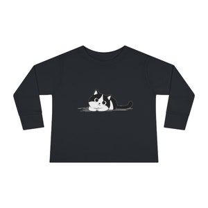 Toddler up to 5-6 YO Long Sleeve T-shirt Friendly cute cat perfect for presents, a gift for kids, cats lovers, many colors zdjęcie 2