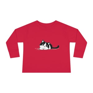 Toddler up to 5-6 YO Long Sleeve T-shirt Friendly cute cat perfect for presents, a gift for kids, cats lovers, many colors zdjęcie 7