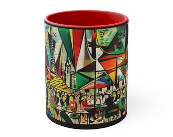 Cubism art - summer night in Paris 07A mug 11 oz, perfect present for art lovers, gift for house warming party.