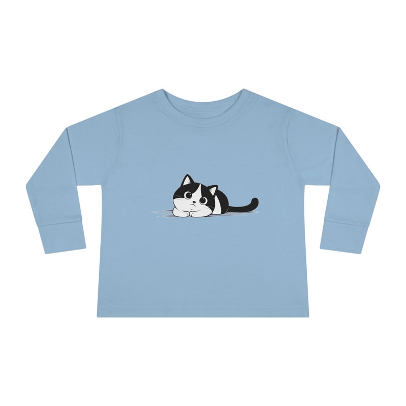 Toddler up to 5-6 YO Long Sleeve T-shirt Friendly cute cat perfect for presents, a gift for kids, cats lovers, many colors zdjęcie 4