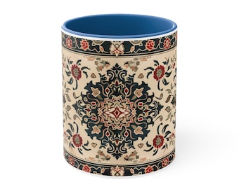 Taza inspirada en las artes étnicas turcas Kilim, 11 oz - gran regalo para mamá y papá, hermanos y amigos, amantes de las artes éticas, viajes