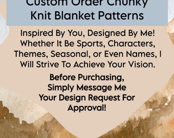 Custom Order Handmade Chunky Knit Blanket Patterns